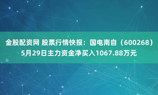 金股配资网 股票行情快报：国电南自（600268）5月29日主力资金净买入1067.88万元