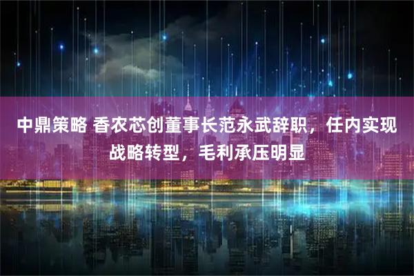 中鼎策略 香农芯创董事长范永武辞职，任内实现战略转型，毛利承压明显